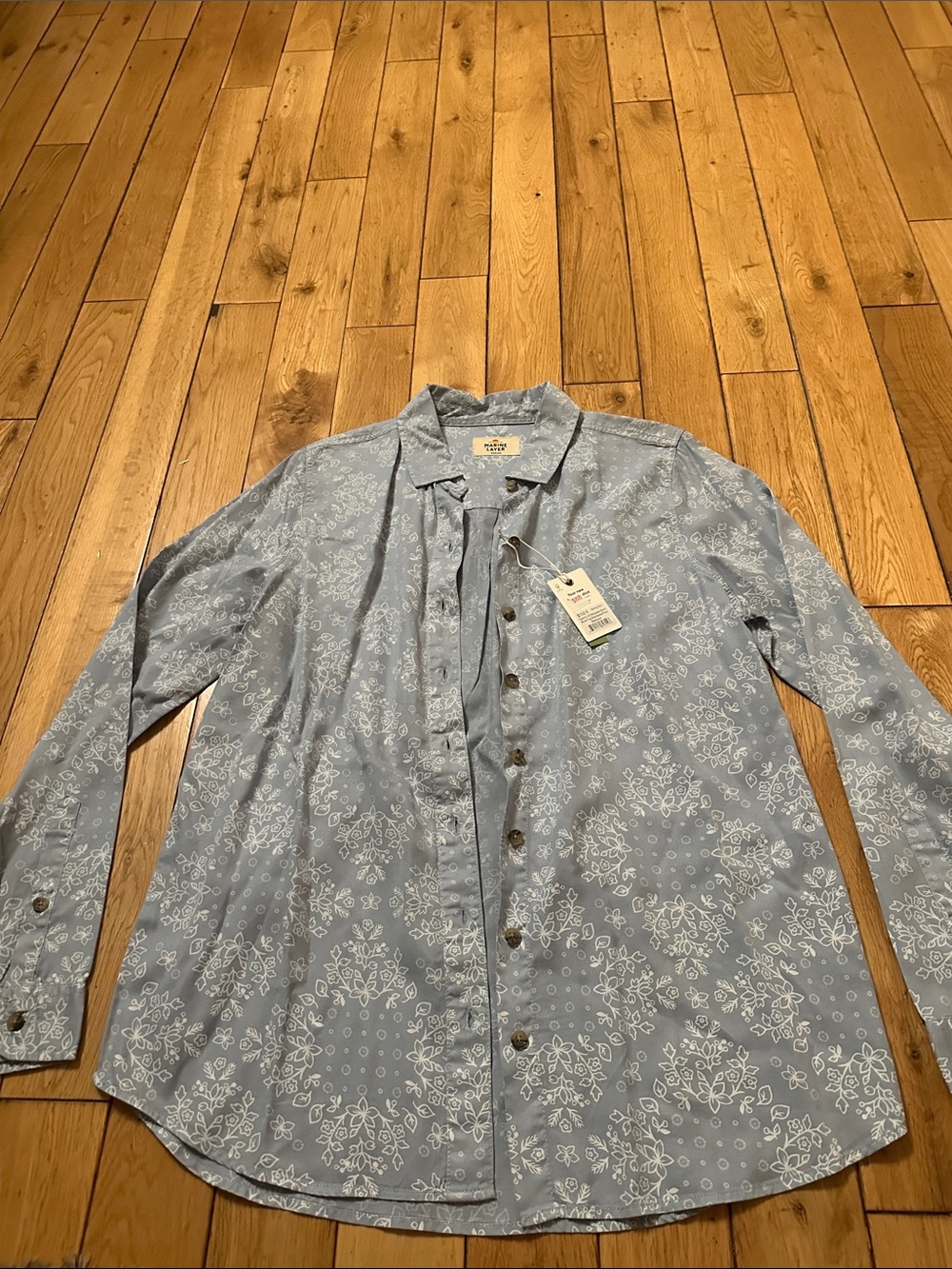 Marine Layer Light Blue Floral-Print Shirt Jacket